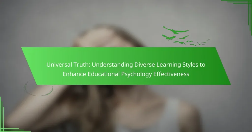 Universal Truth: Understanding Diverse Learning Styles to Enhance Educational Psychology Effectiveness