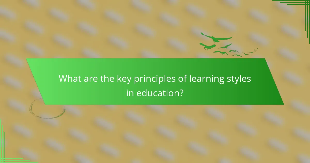 What are the key principles of learning styles in education?